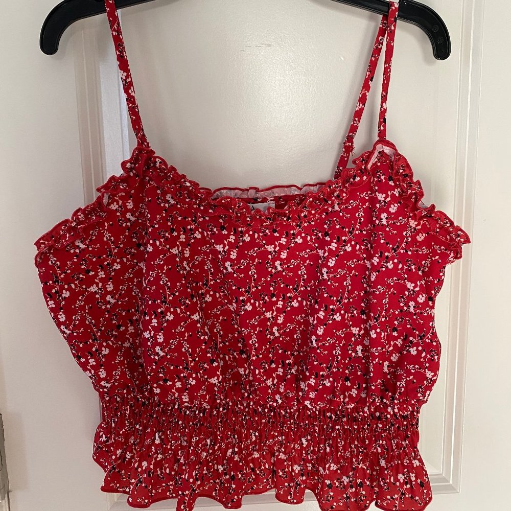 Q&A Red Floral Tank Top